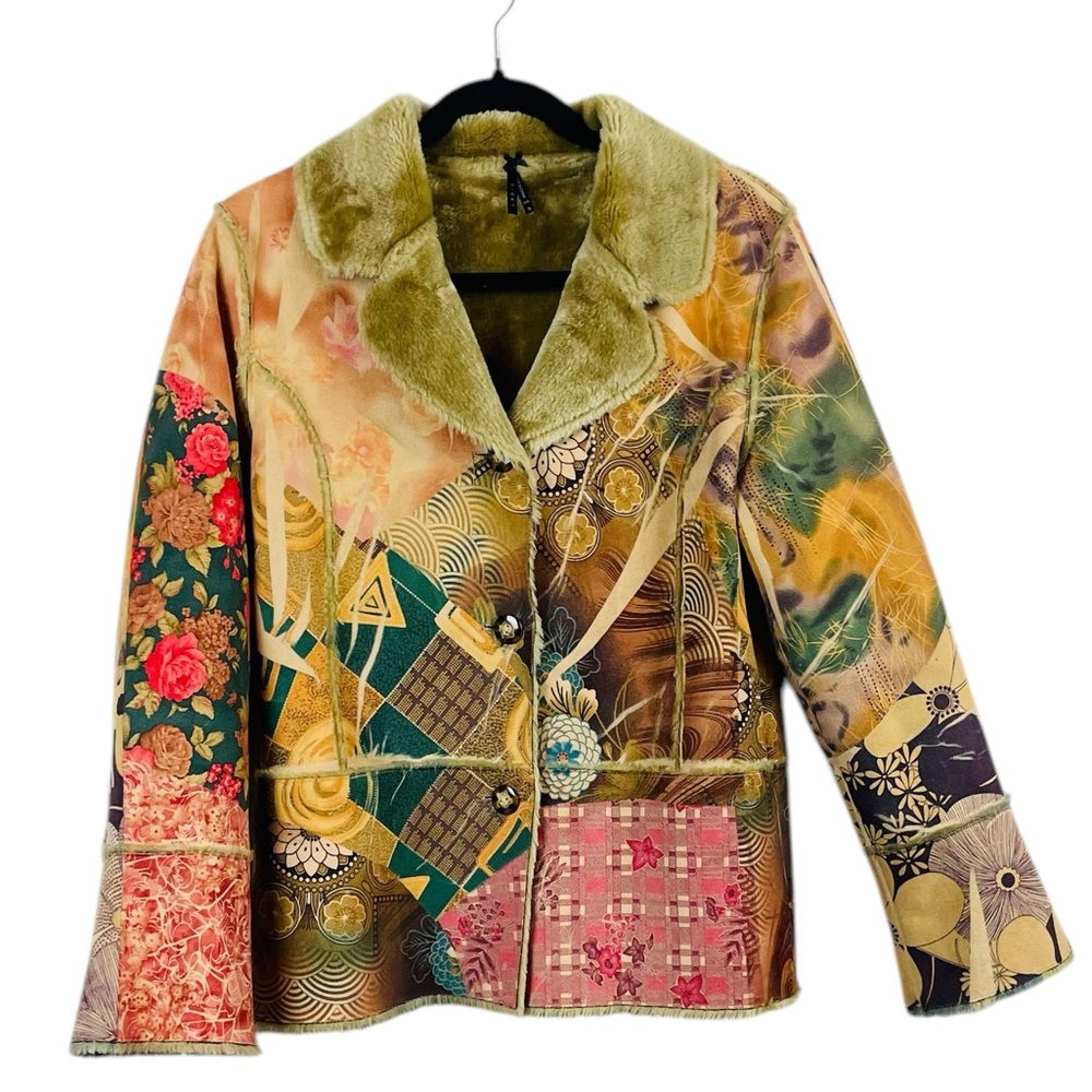 Vintage Lapis Suede color block Bohemian Jacket Small - Picture 2 of 7